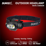 LANTERNA DE CAP SUNREI 570 LUMENI MUYE3 CU SENZOR DE MISCARE