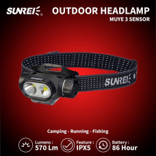 LANTERNA DE CAP SUNREI 570 LUMENI MUYE3 CU SENZOR DE MISCARE